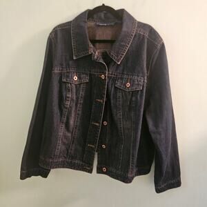 Classic Dark Wash Blue Denim Jean Jacket by Avenue Jeans – Plus Size 26/28